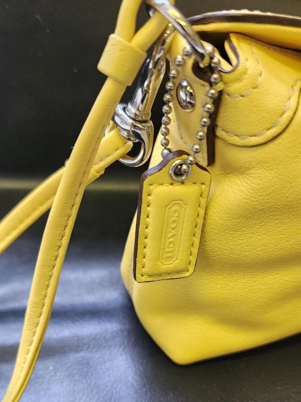 Coach Yellow Turnlock Leather Wristlet - Picture 4 of 5